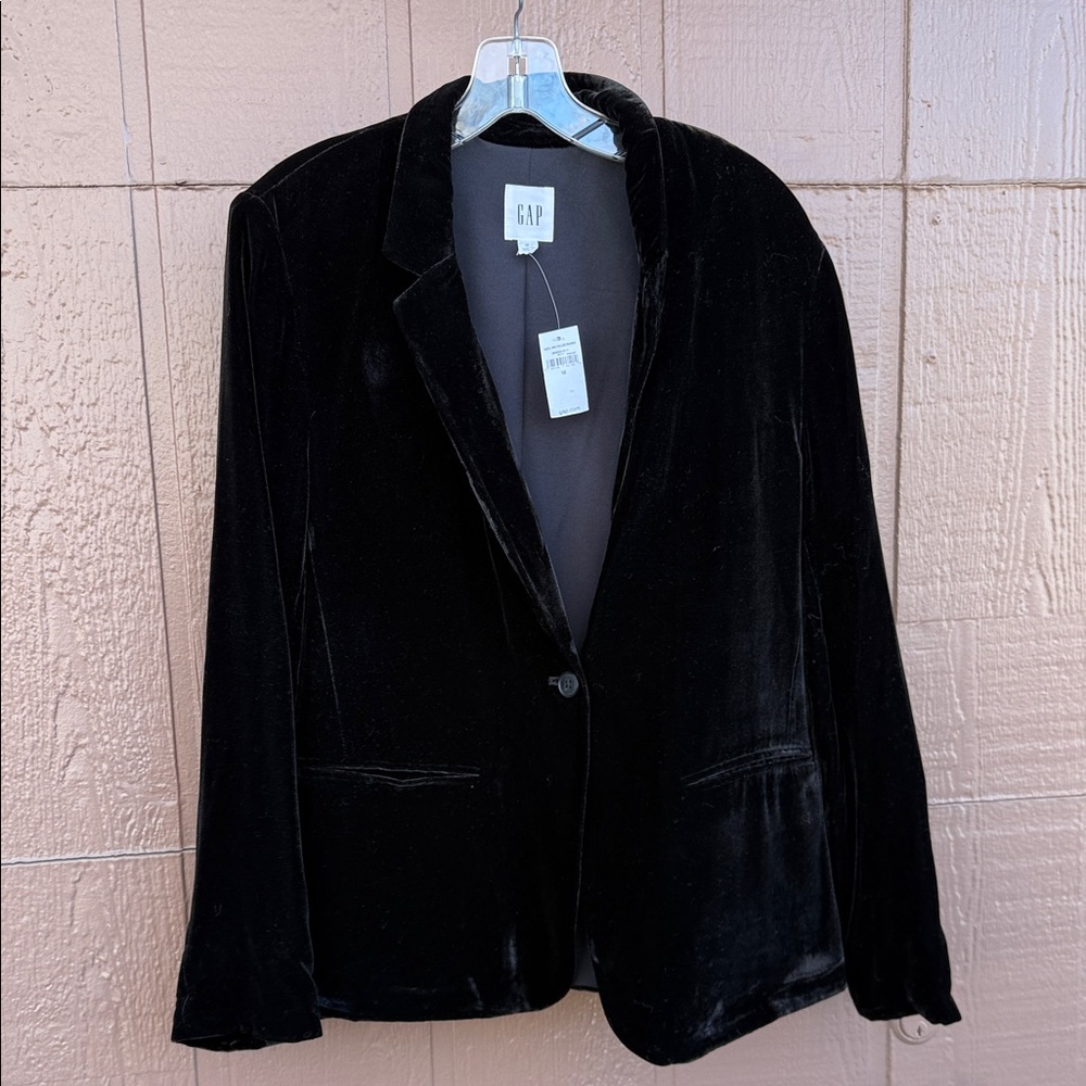 GAP Women's Elegant Black Velvet Blazer